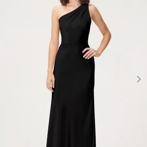 Jenny Yoo Lena Black One-Shoulder Dress